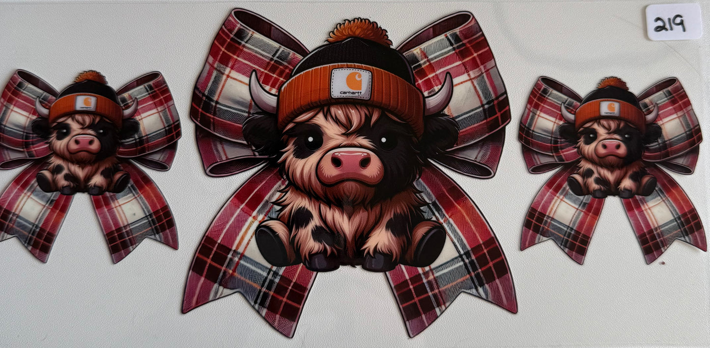 Fall Plaid bow cow- 219