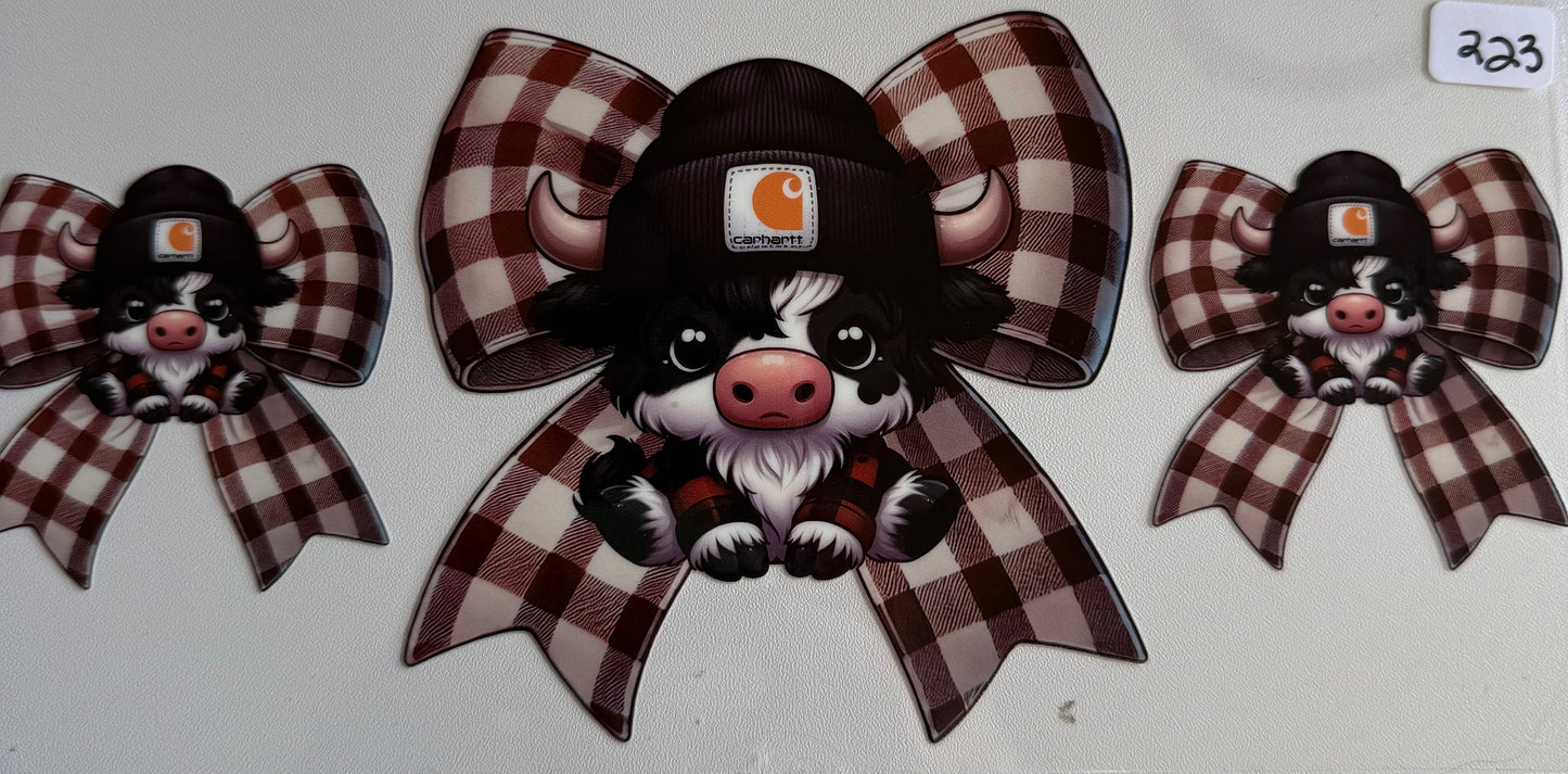 Brown plaid cow bow- 223