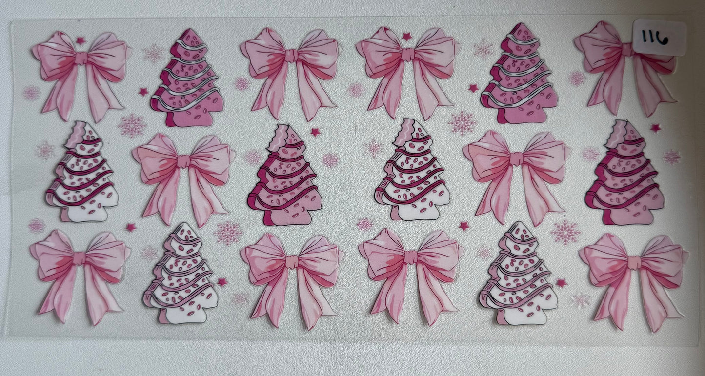 Christmas tree cakes and pink bows- 116