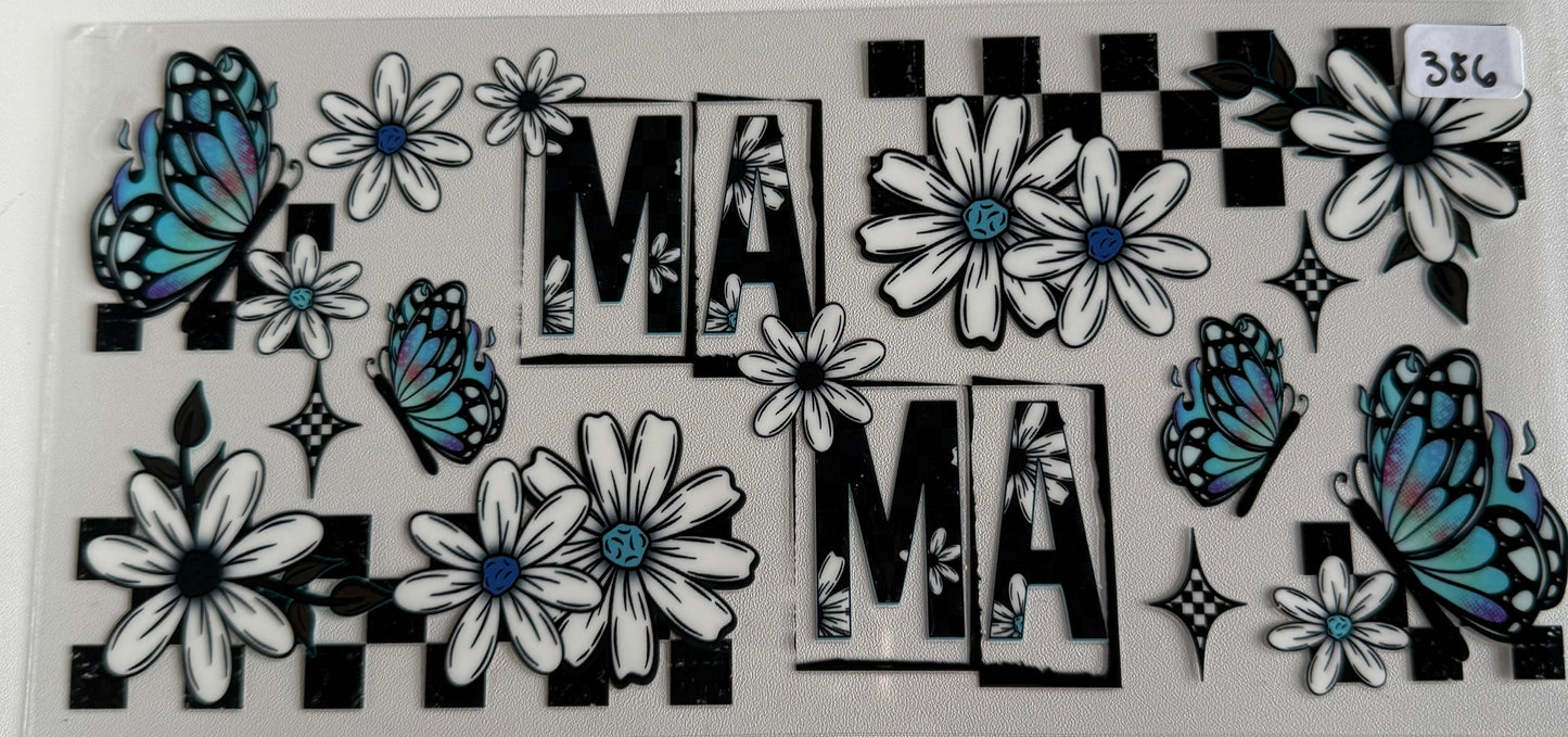 Mama with checkered, flowers, and butterflies- 386