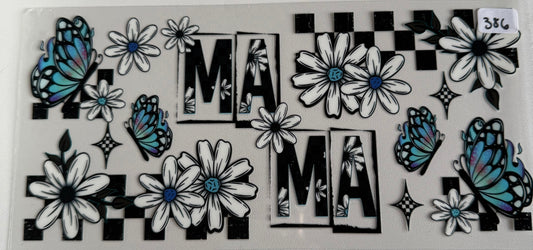 Mama with checkered, flowers, and butterflies- 386