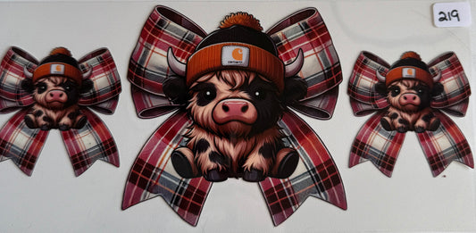 Fall Plaid bow cow- 219